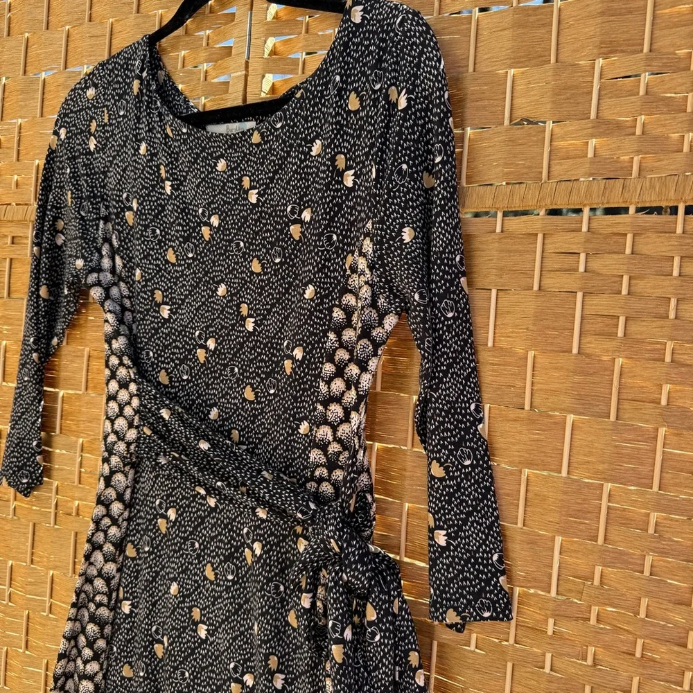 Boden Dress Black Anna Hotchpotch Midi‎ Dress Women's Size 8 - Picture 3 of 8